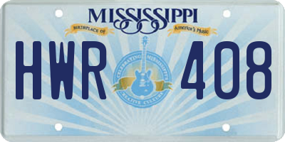 MS license plate HWR408