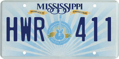 MS license plate HWR411