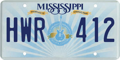 MS license plate HWR412