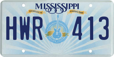 MS license plate HWR413