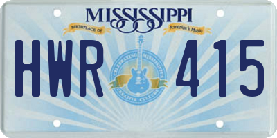 MS license plate HWR415