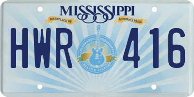 MS license plate HWR416