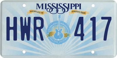 MS license plate HWR417