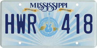 MS license plate HWR418