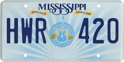 MS license plate HWR420