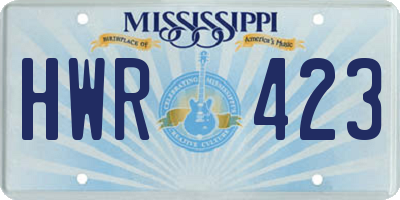 MS license plate HWR423