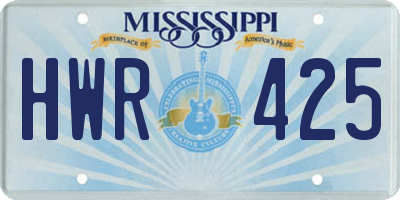 MS license plate HWR425