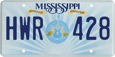 MS license plate HWR428