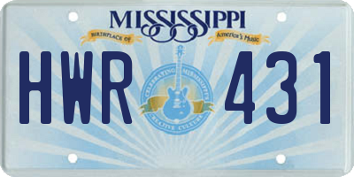 MS license plate HWR431