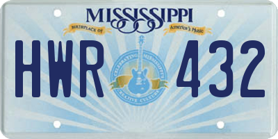 MS license plate HWR432