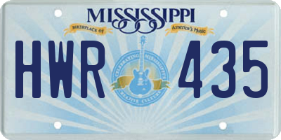 MS license plate HWR435