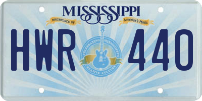 MS license plate HWR440