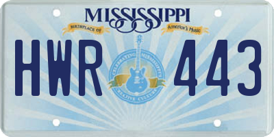 MS license plate HWR443