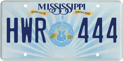 MS license plate HWR444