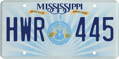 MS license plate HWR445