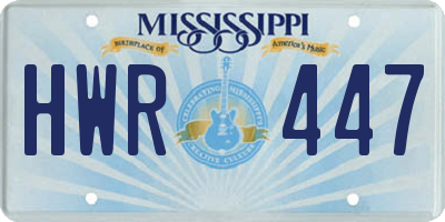 MS license plate HWR447
