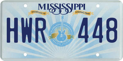 MS license plate HWR448