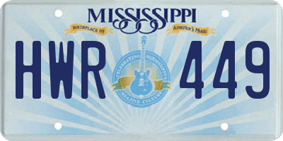 MS license plate HWR449