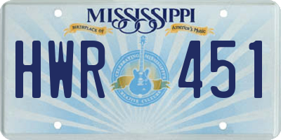 MS license plate HWR451