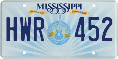 MS license plate HWR452