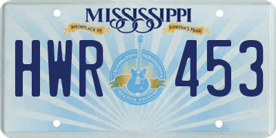 MS license plate HWR453