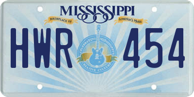 MS license plate HWR454