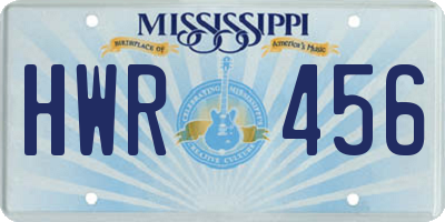 MS license plate HWR456