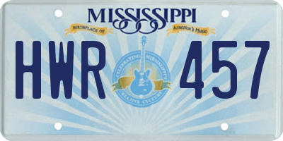 MS license plate HWR457