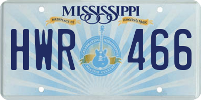 MS license plate HWR466