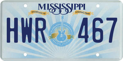 MS license plate HWR467