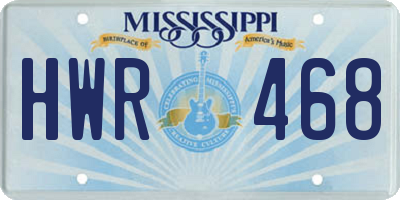 MS license plate HWR468