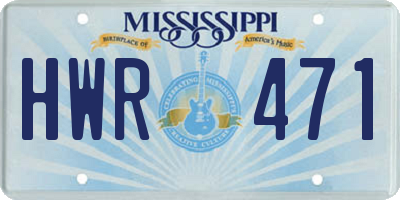 MS license plate HWR471
