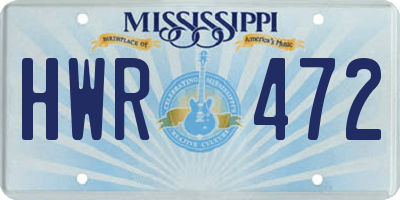 MS license plate HWR472