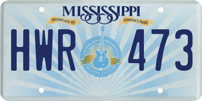 MS license plate HWR473