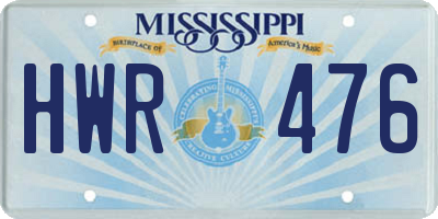 MS license plate HWR476