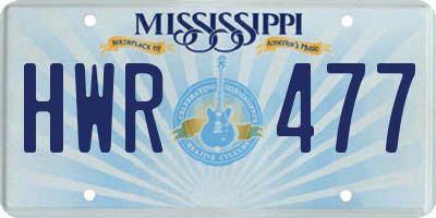 MS license plate HWR477