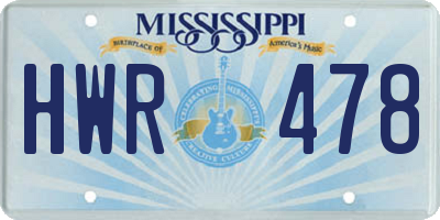 MS license plate HWR478