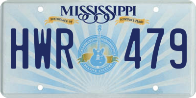 MS license plate HWR479