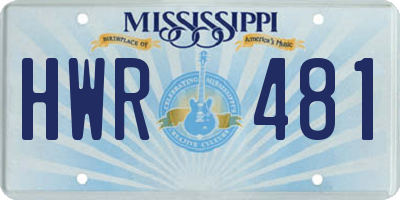 MS license plate HWR481