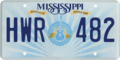 MS license plate HWR482