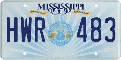 MS license plate HWR483