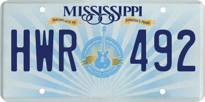 MS license plate HWR492