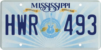 MS license plate HWR493