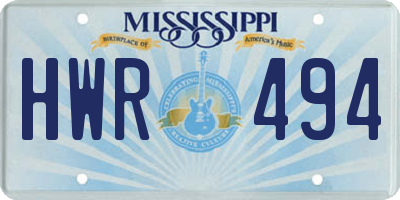 MS license plate HWR494