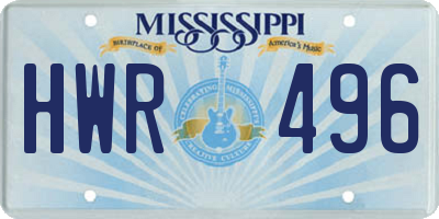 MS license plate HWR496