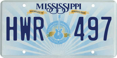MS license plate HWR497