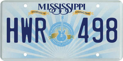 MS license plate HWR498