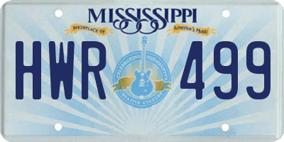 MS license plate HWR499