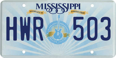 MS license plate HWR503