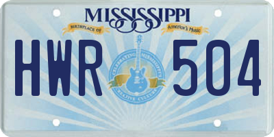 MS license plate HWR504